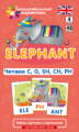 Англ. Слон  (Elephant). Читаем C, G,SH,CH, PH. Level 4. Набор карточек.